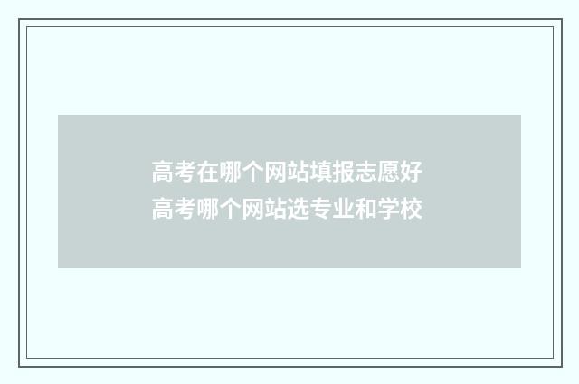 高考在哪个网站填报志愿好 高考哪个网站选专业和学校