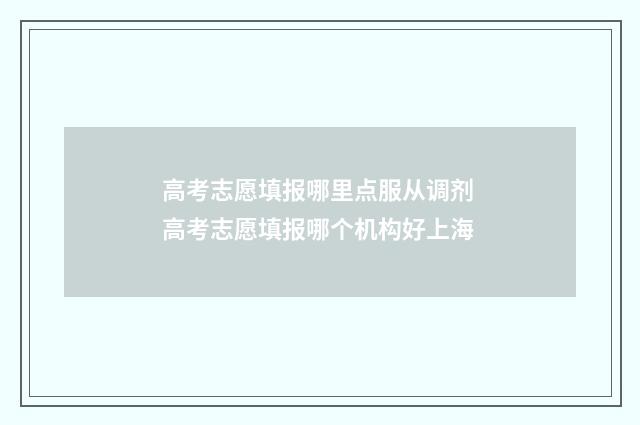 高考志愿填报哪里点服从调剂 高考志愿填报哪个机构好上海
