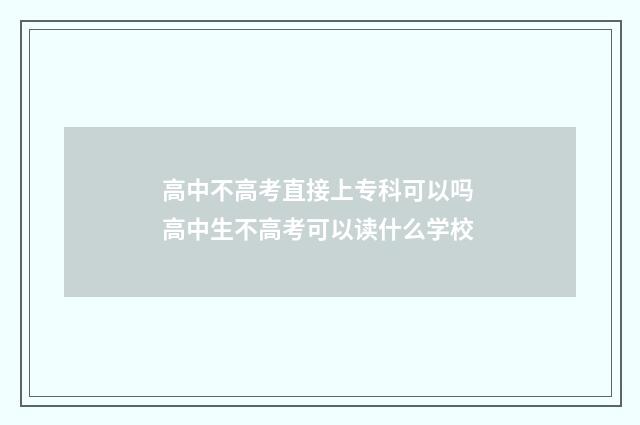 高中不高考直接上专科可以吗 高中生不高考可以读什么学校
