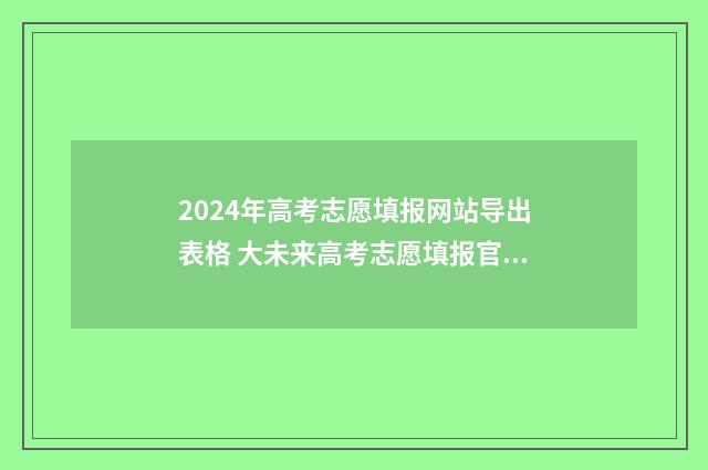 2024年高考志愿填报网站导出表格 大未来高考志愿填报官网