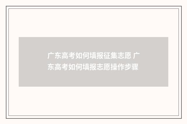 广东高考如何填报征集志愿 广东高考如何填报志愿操作步骤