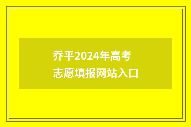 乔平2024年高考志愿填报网站入口
