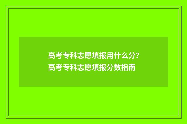 高考专科志愿填报用什么分？高考专科志愿填报分数指南