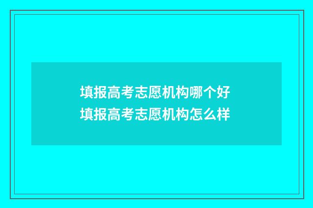 填报高考志愿机构哪个好 填报高考志愿机构怎么样