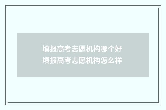 填报高考志愿机构哪个好 填报高考志愿机构怎么样