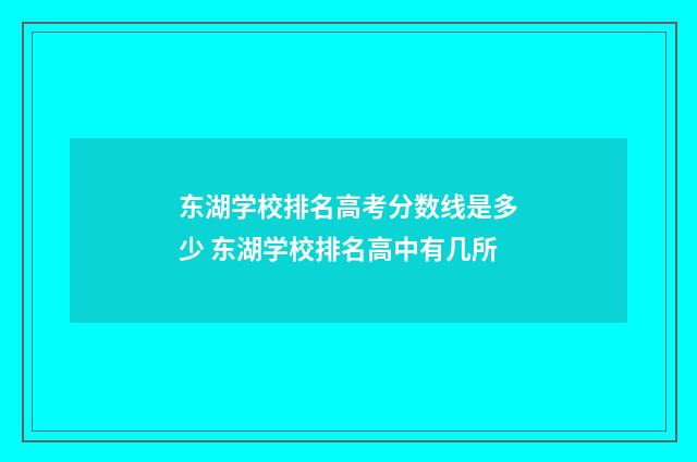 东湖学校排名高考分数线是多少 东湖学校排名高中有几所