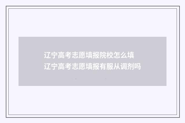 辽宁高考志愿填报院校怎么填 辽宁高考志愿填报有服从调剂吗