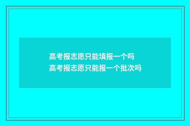 高考报志愿只能填报一个吗 高考报志愿只能报一个批次吗