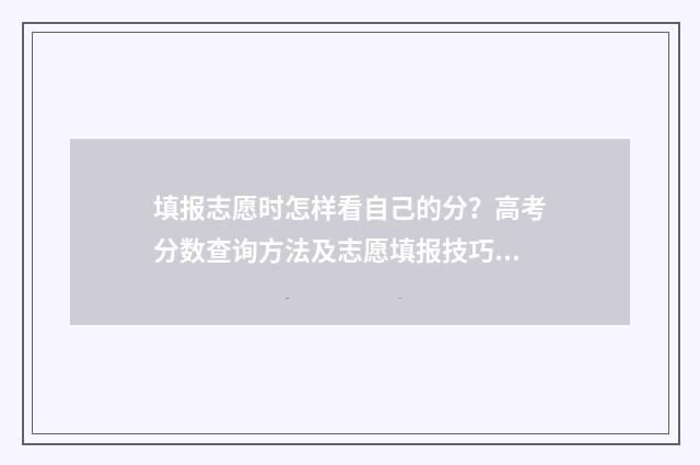填报志愿时怎样看自己的分？高考分数查询方法及志愿填报技巧 填报志愿时怎样修改信息