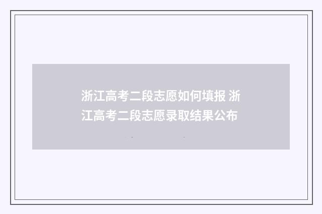 浙江高考二段志愿如何填报 浙江高考二段志愿录取结果公布
