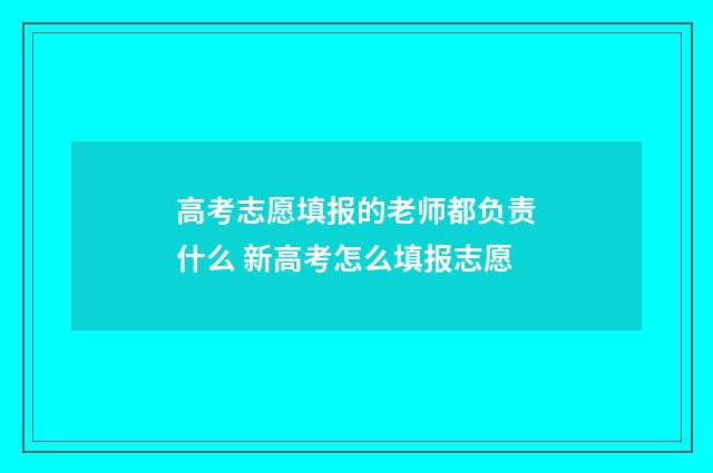 高考志愿填报的老师都负责什么 新高考怎么填报志愿