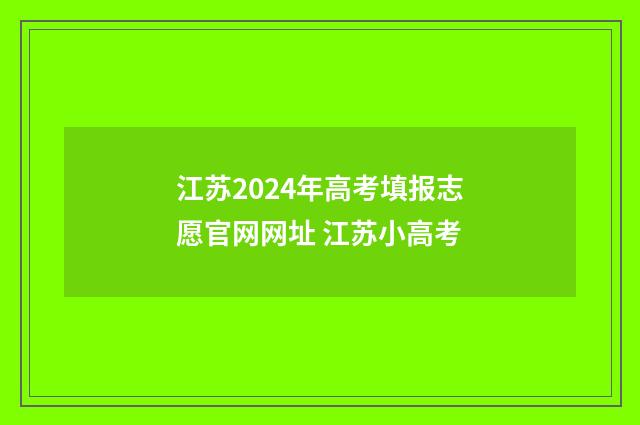 江苏2024年高考填报志愿官网网址 江苏小高考