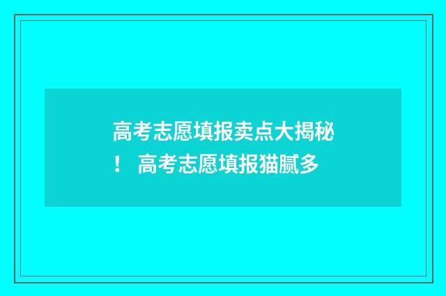 高考志愿填报卖点大揭秘！ 高考志愿填报猫腻多
