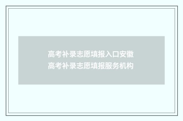 高考补录志愿填报入口安徽 高考补录志愿填报服务机构