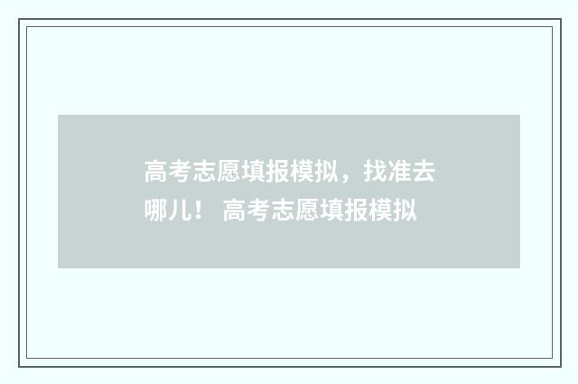 高考志愿填报模拟，找准去哪儿！ 高考志愿填报模拟
