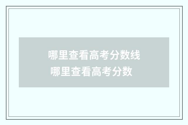 哪里查看高考分数线 哪里查看高考分数