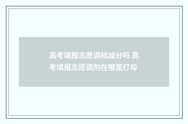 高考填报志愿调档减分吗 高考填报志愿调剂在哪里打勾