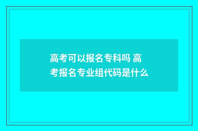 高考可以报名专科吗 高考报名专业组代码是什么