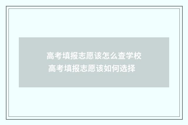 高考填报志愿该怎么查学校 高考填报志愿该如何选择