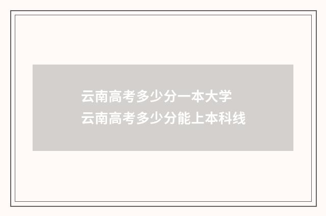 云南高考多少分一本大学 云南高考多少分能上本科线