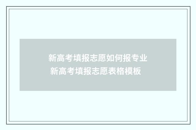 新高考填报志愿如何报专业 新高考填报志愿表格模板