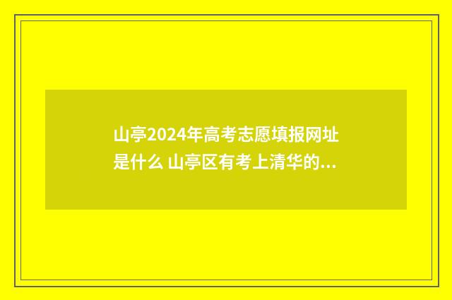 山亭2024年高考志愿填报网址是什么 山亭区有考上清华的么