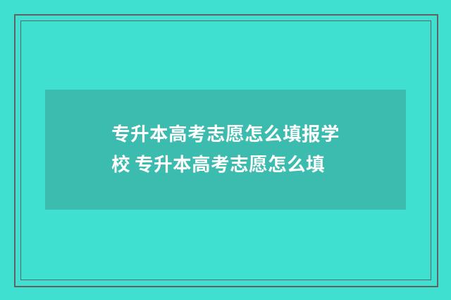 专升本高考志愿怎么填报学校 专升本高考志愿怎么填
