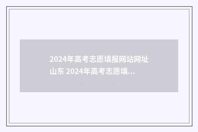 2024年高考志愿填报网站网址山东 2024年高考志愿填报时间