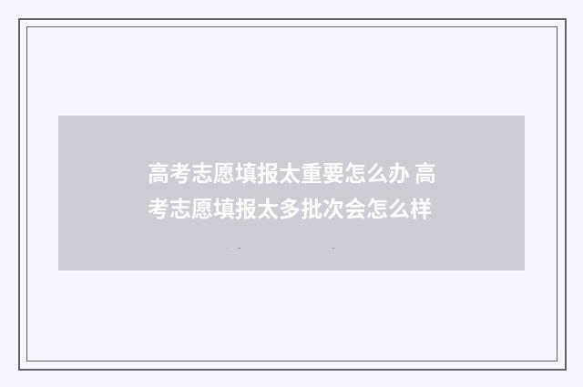 高考志愿填报太重要怎么办 高考志愿填报太多批次会怎么样