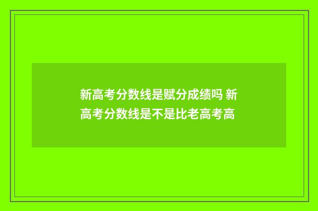新高考分数线是赋分成绩吗 新高考分数线是不是比老高考高