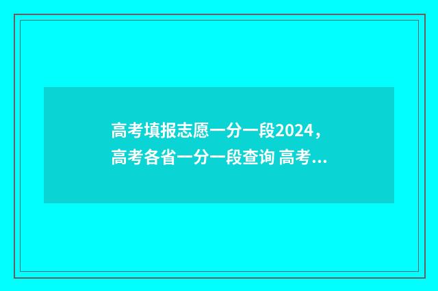 高考填报志愿一分一段2024，高考各省一分一段查询 高考填报志愿一个学校能填几个专业