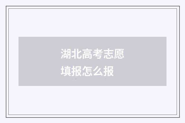 湖北高考志愿填报怎么报