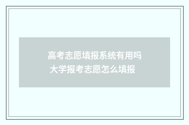 高考志愿填报系统有用吗 大学报考志愿怎么填报