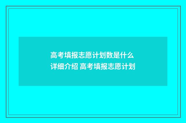 高考填报志愿计划数是什么 详细介绍 高考填报志愿计划