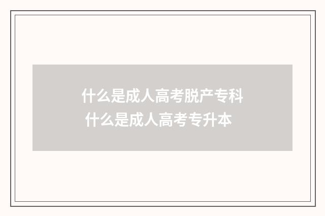 什么是成人高考脱产专科 什么是成人高考专升本