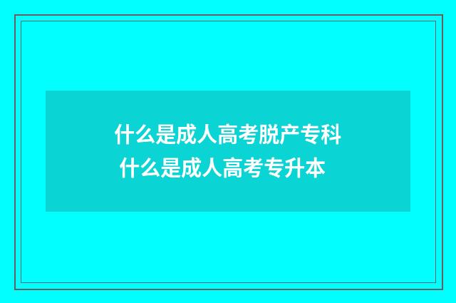 什么是成人高考脱产专科 什么是成人高考专升本