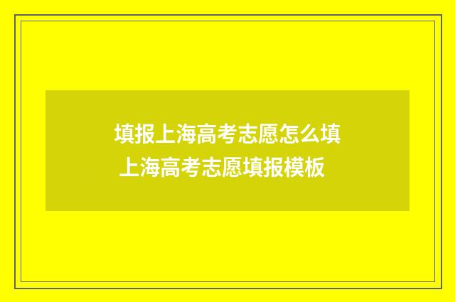 填报上海高考志愿怎么填 上海高考志愿填报模板