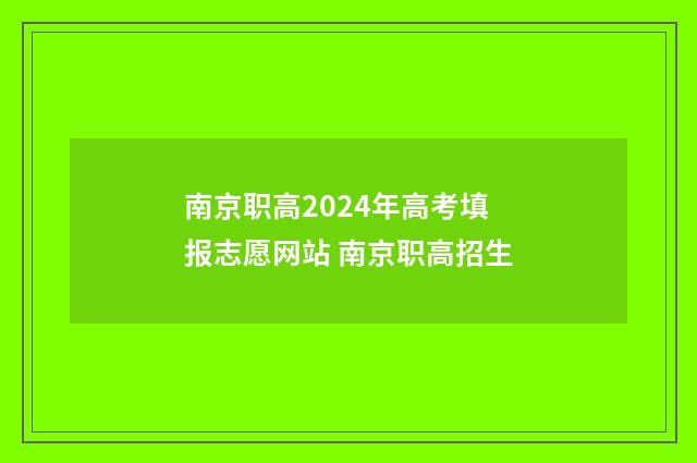 南京职高2024年高考填报志愿网站 南京职高招生