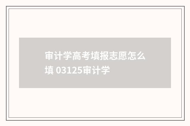 审计学高考填报志愿怎么填 03125审计学
