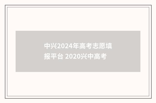 中兴2024年高考志愿填报平台 2020兴中高考