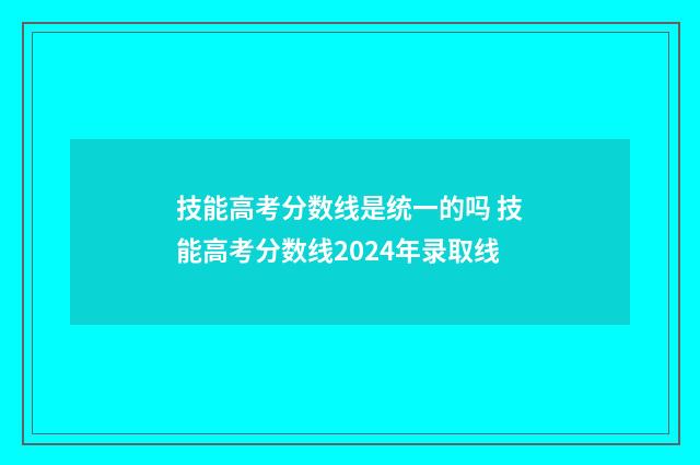 技能高考分数线是统一的吗 技能高考分数线2024年录取线