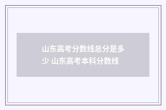 山东高考分数线总分是多少 山东高考本科分数线