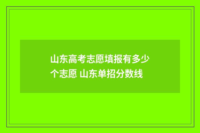 山东高考志愿填报有多少个志愿 山东单招分数线