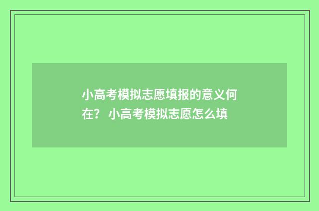 小高考模拟志愿填报的意义何在？ 小高考模拟志愿怎么填
