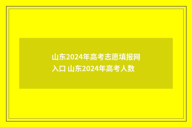 山东2024年高考志愿填报网入口 山东2024年高考人数