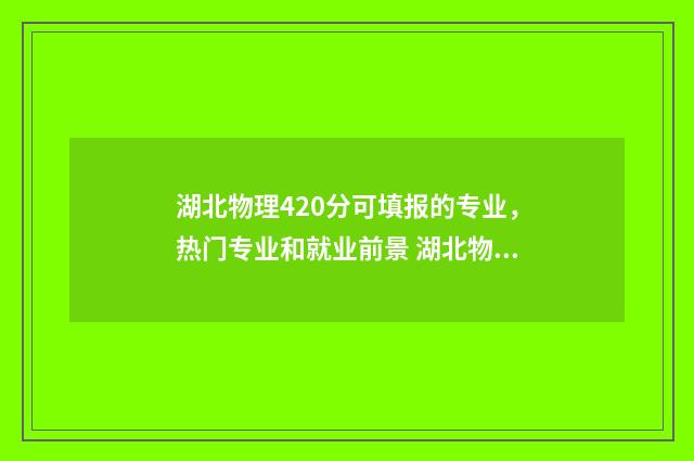 湖北物理420分可填报的专业，热门专业和就业前景 湖北物理高考总分