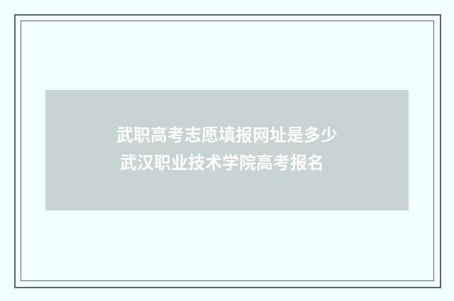 武职高考志愿填报网址是多少 武汉职业技术学院高考报名