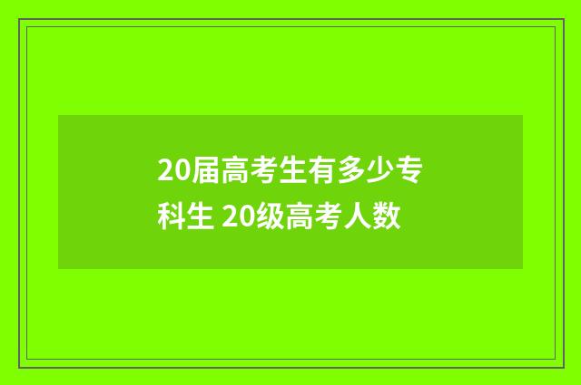 20届高考生有多少专科生 20级高考人数