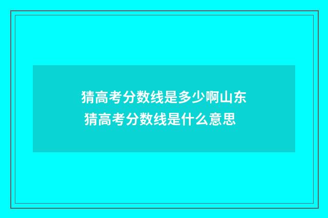 猜高考分数线是多少啊山东 猜高考分数线是什么意思