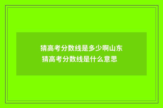 猜高考分数线是多少啊山东 猜高考分数线是什么意思